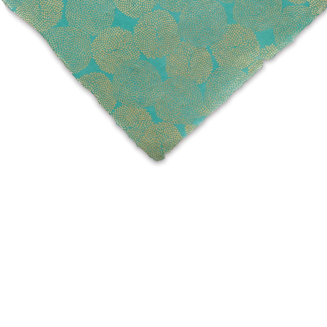 Open in modal - Lokta Paper - Mum, Gold and Sea Green, 20'' x 30''
