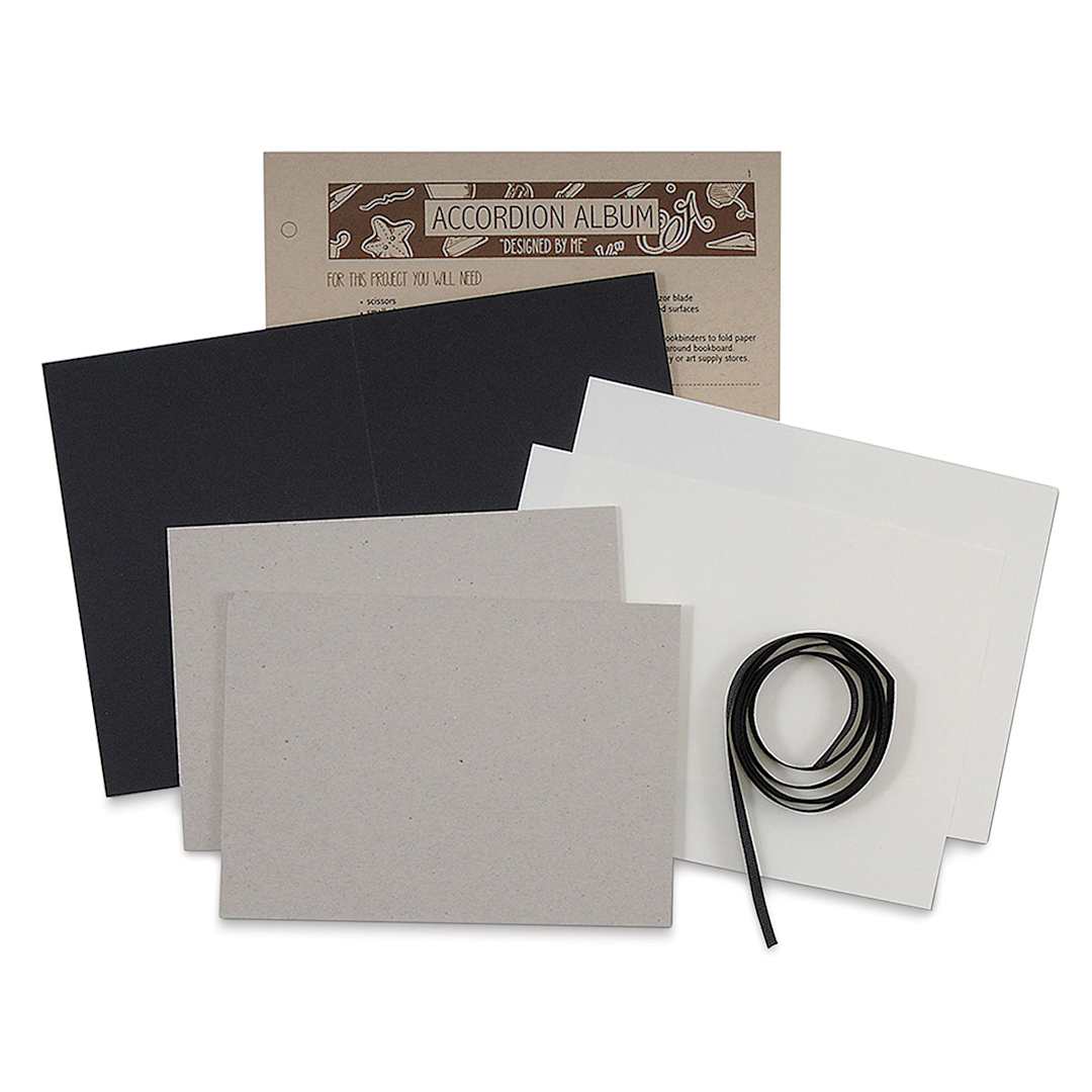 Open in modal - Books by Hand ''Designed by Me'' Blank Cover - Components of Accordion Album Kit with Black Pages