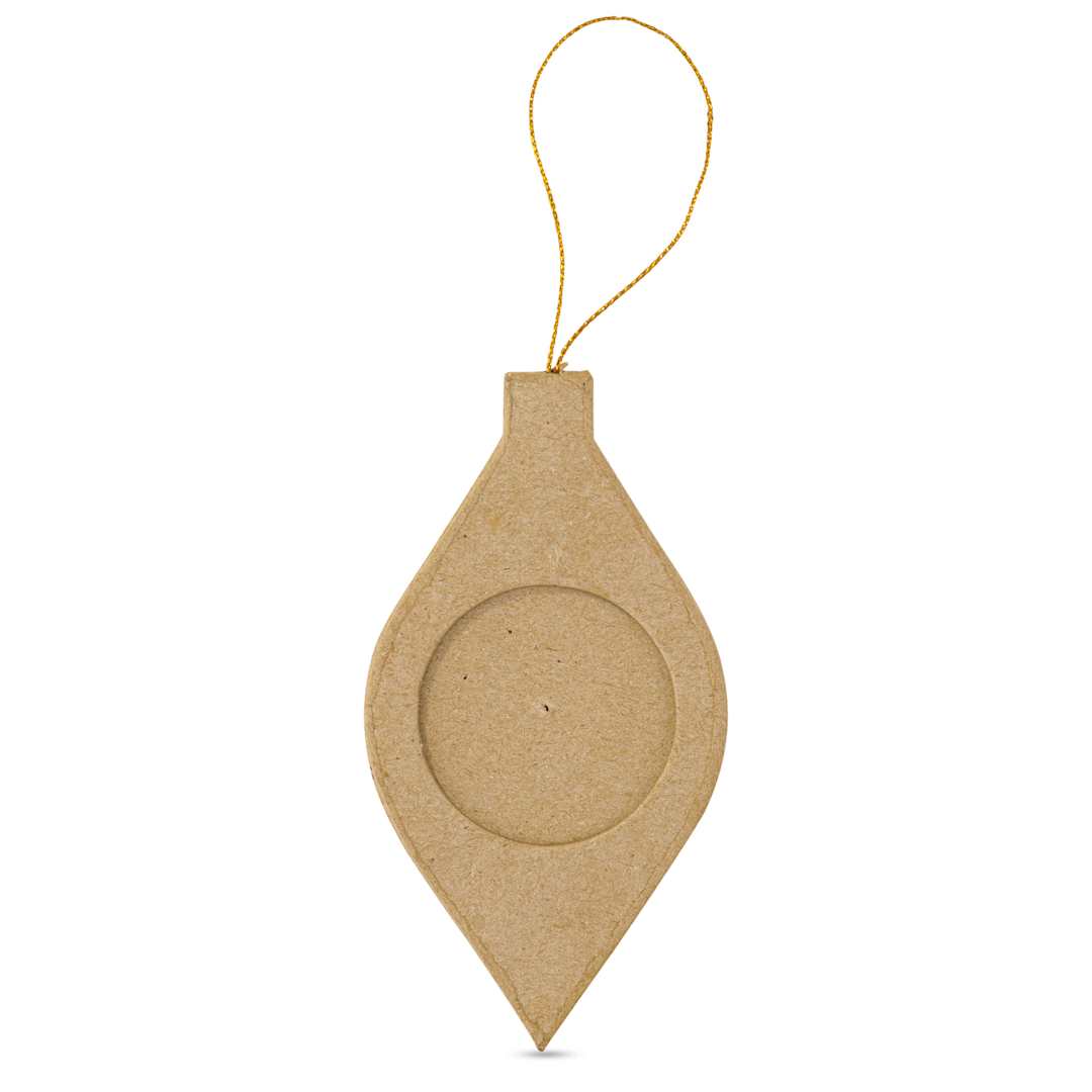 Open in modal - DecoPatch Paper Mache Ornament - Elongated Christmas Ball Frame, front