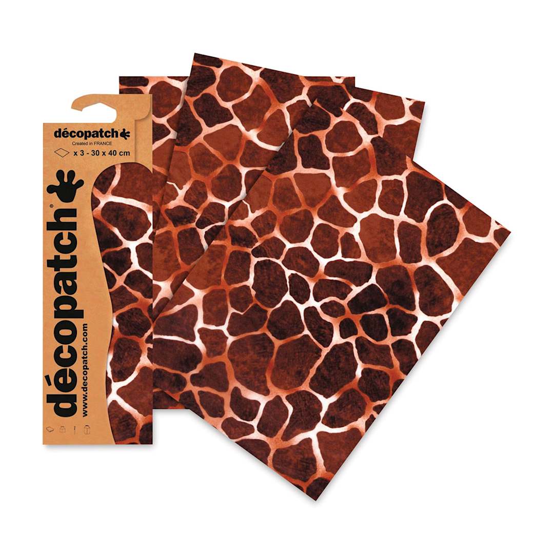 Open in modal - DecoPatch Decorative Papers - Giraffe Print, Pkg of 3, fanned out
