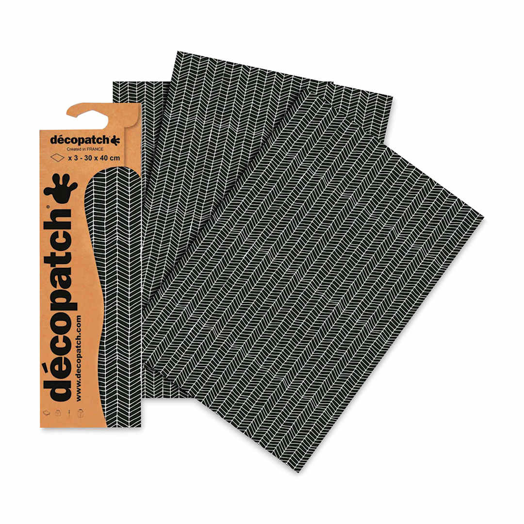 Open in modal - DecoPatch Decorative Papers - Black/White, Pkg of 3, fanned out