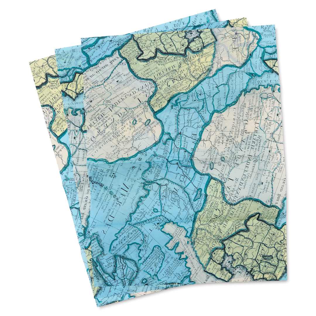 Open in modal - DecoPatch Decorative Papers - Map, Pkg of 3, fanned out