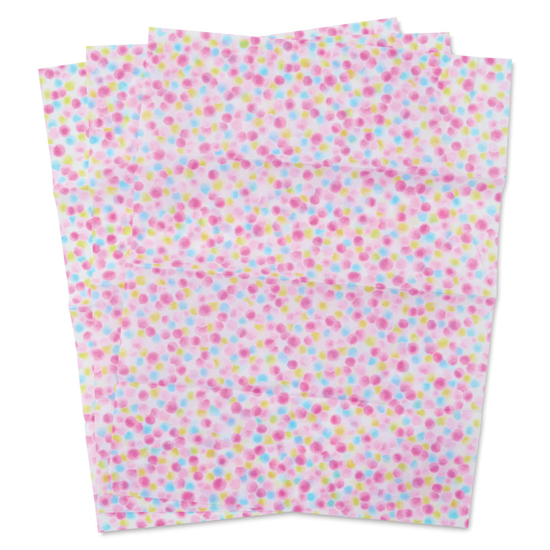 Open in modal - DecoPatch Decorative Papers - Pink/Yellow/Blue Bubbles, Pkg of 3, fanned out