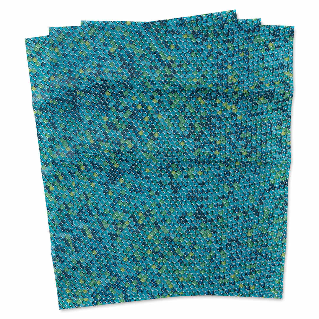Open in modal - DecoPatch Decorative Papers - Blue Scales, Pkg of 3, fanned out