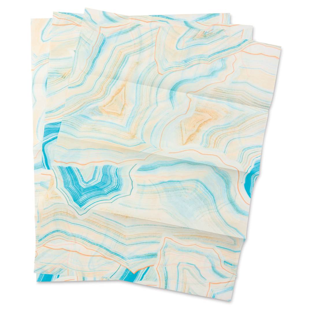 Open in modal - DecoPatch Decorative Papers - Blue with Oranges, Pkg of 3, 12" x 16"