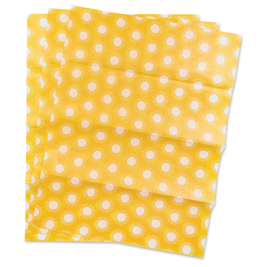 Open in modal - DecoPatch Decorative Papers - Yellow with Suns, Pkg of 3, 12" x 16"