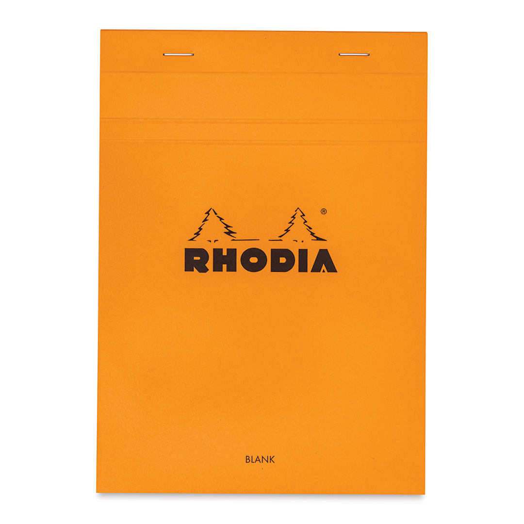 Open in modal - Rhodia Top-Stapled Notepad - Orange, Blank, 6" x 8-1/4"