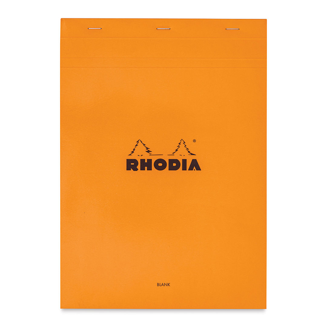 Open in modal - Rhodia Top-Stapled Notepad - Orange, Blank, 8-1/4" x 11-3/4"