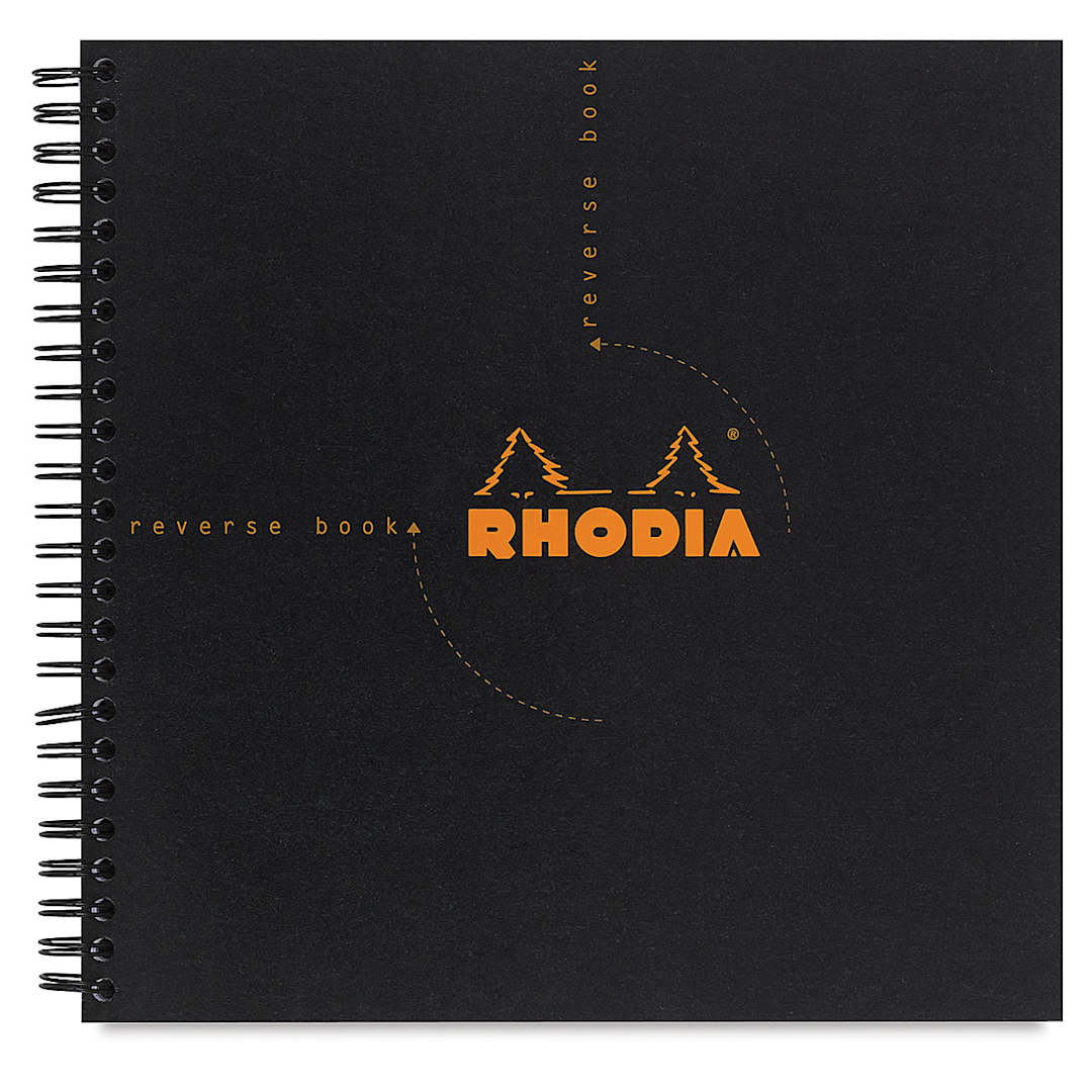 Open in modal - Rhodia Reverse Wirebound Notebook - Black, Graph, 8-1/4" x 8-1/4"