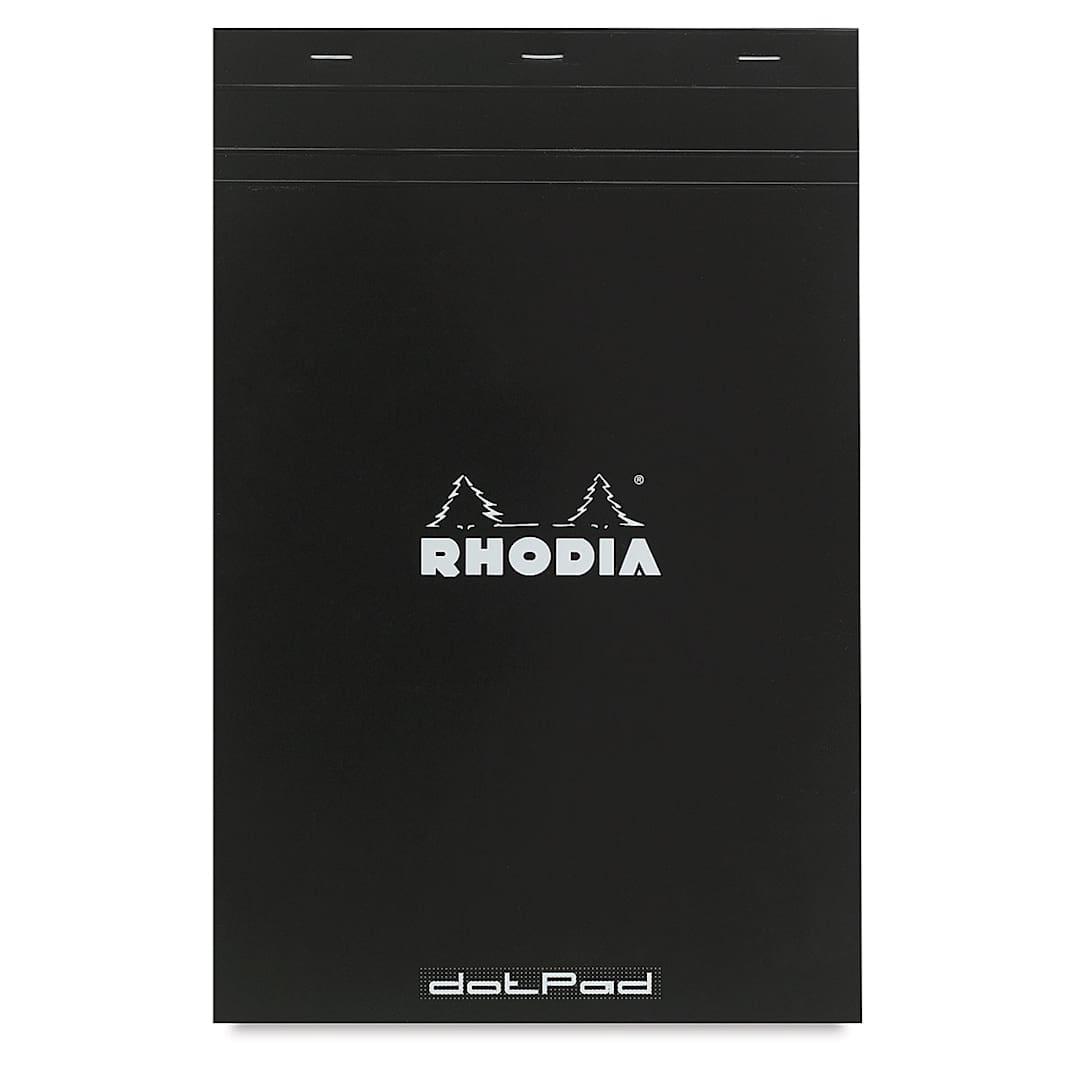 Open in modal - Rhodia Top-Stapled Notepad - Black, DotPad, 8-1/4" x 12-1/2"