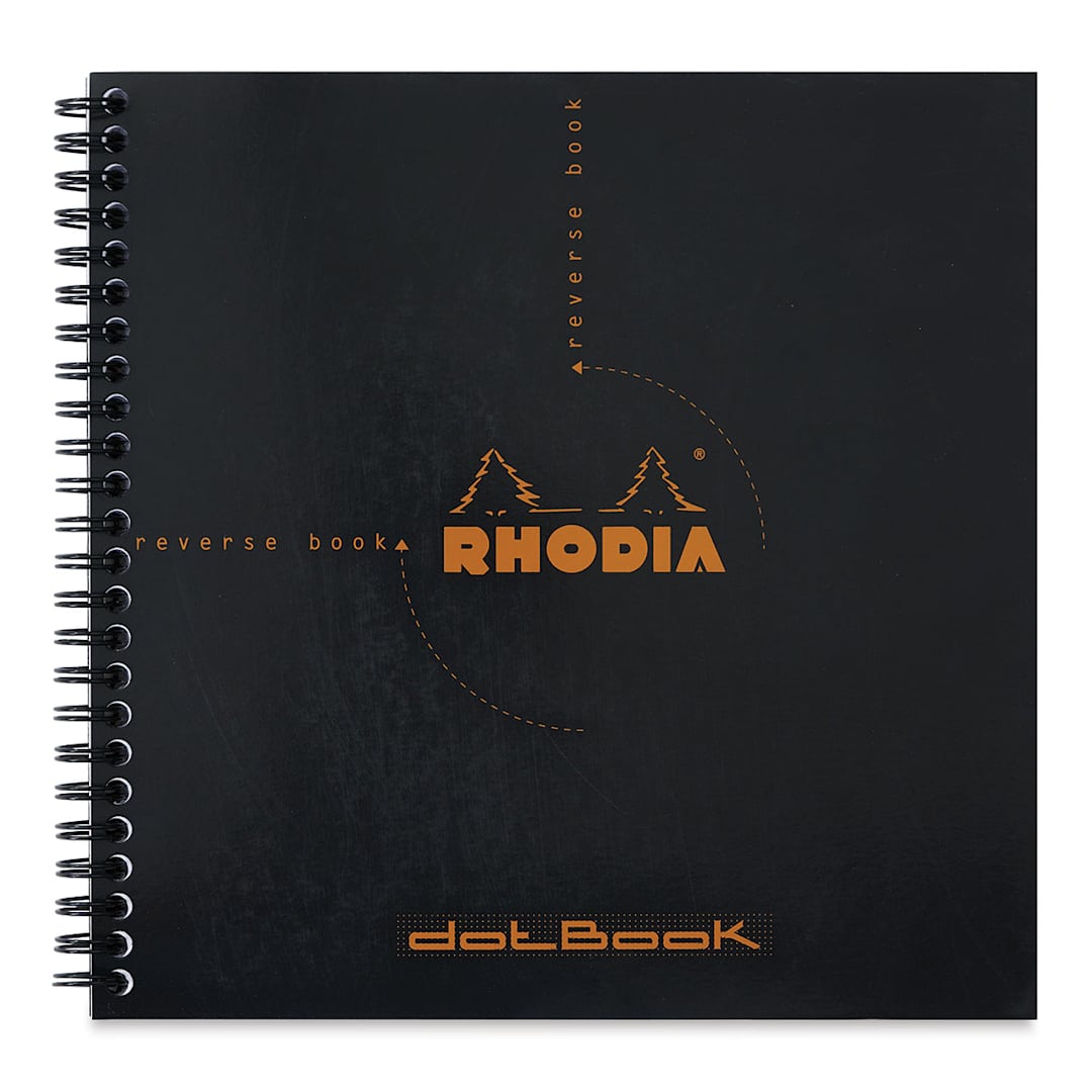 Open in modal - Rhodia Reverse Wirebound Notebook - Black, Dot Grid, 8-1/4" x 8-1/4"