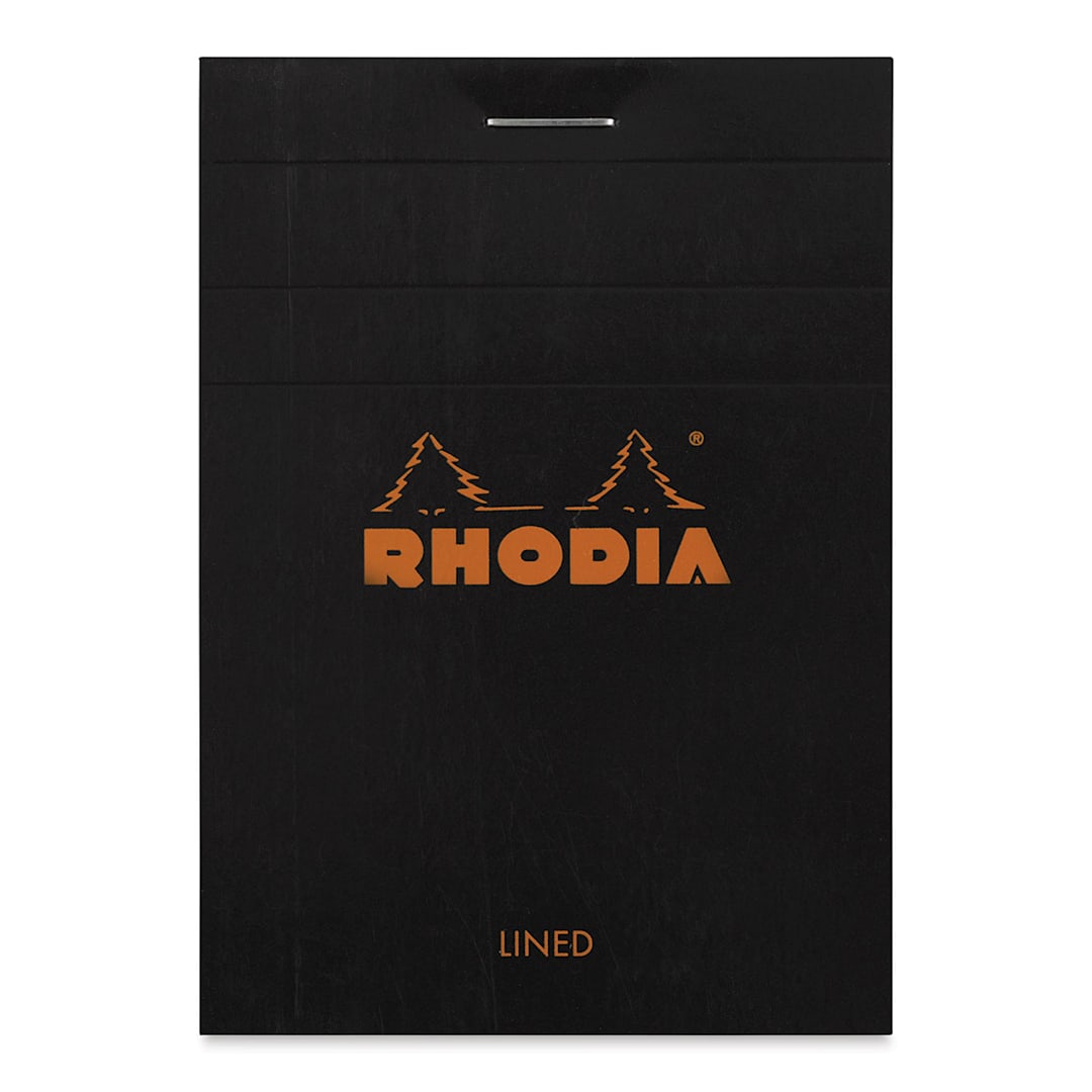 Open in modal - Rhodia Top-Stapled Notepad - Black, Ruled, 3" x 4"
