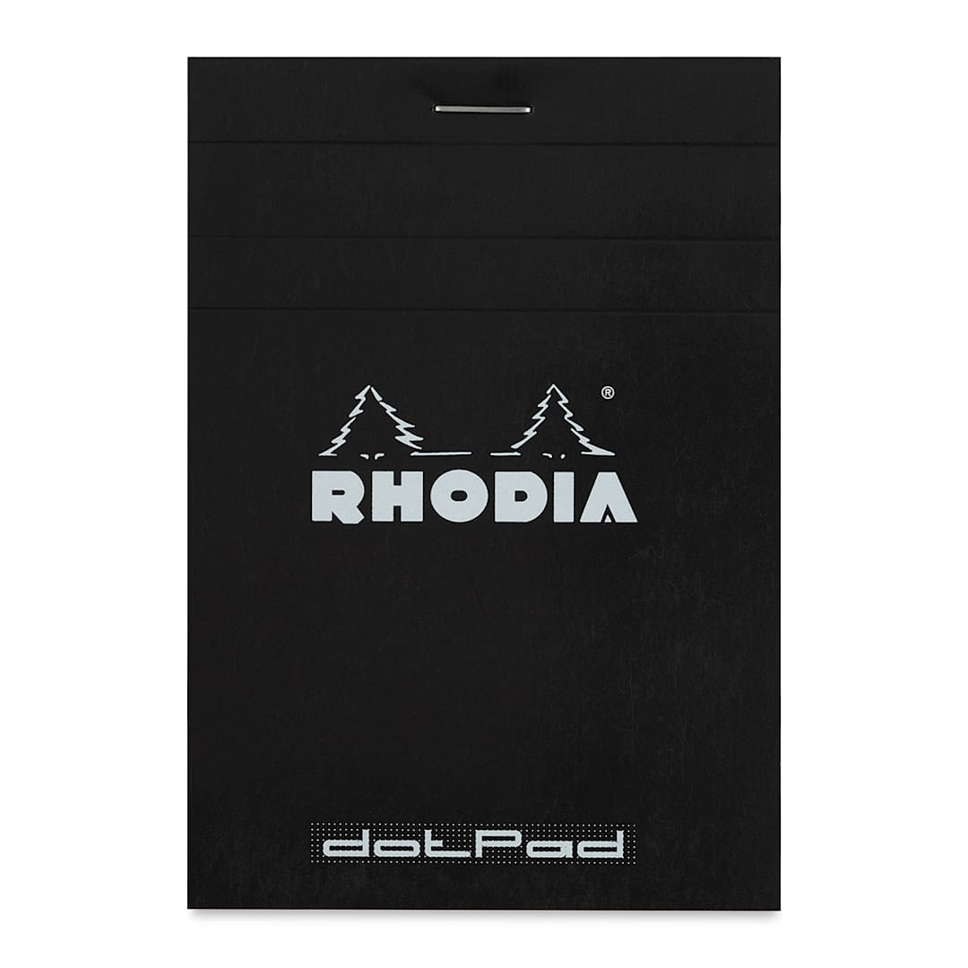 Open in modal - Rhodia Top-Stapled Notepad - Black, DotPad, 3-3/8" x 4-3/4"