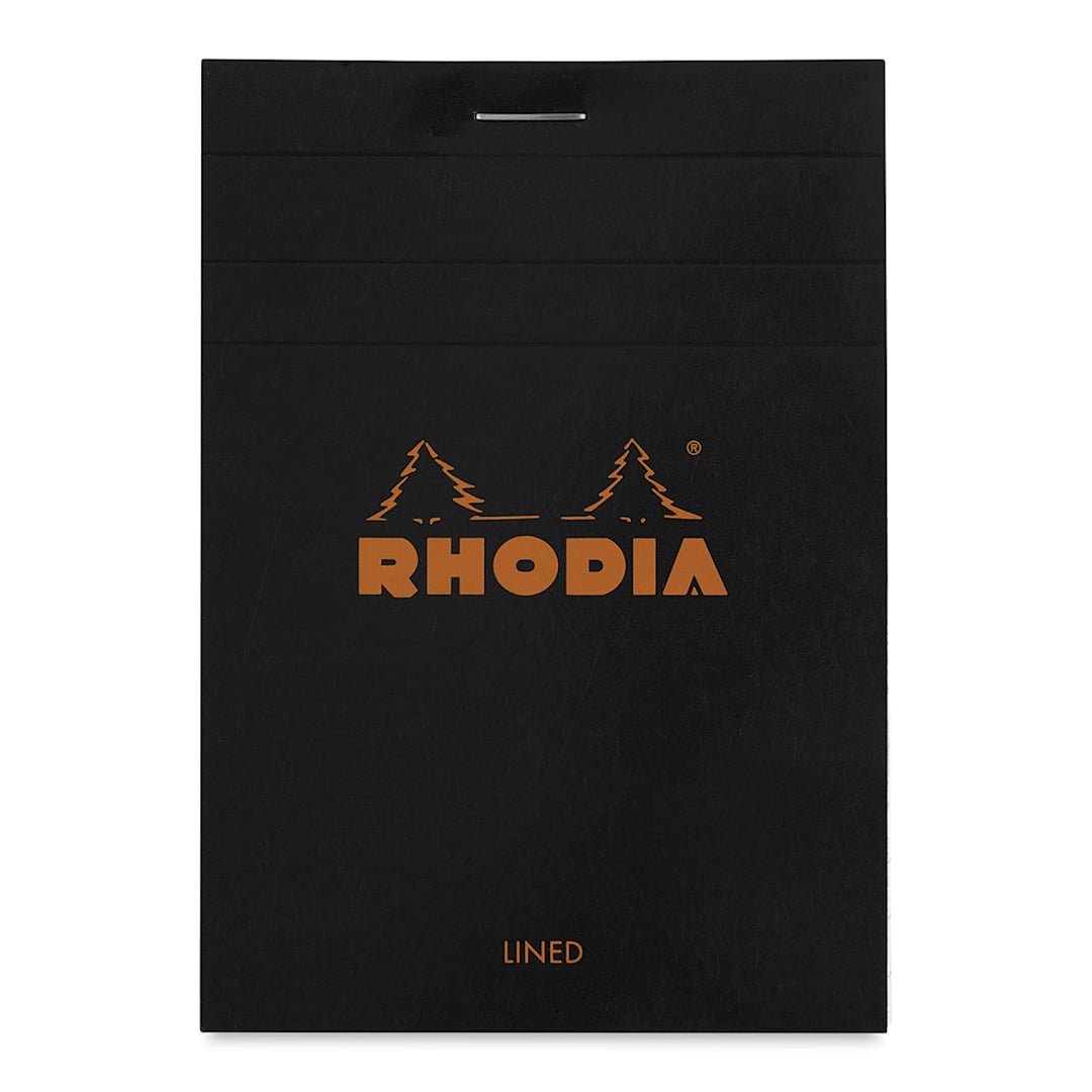 Open in modal - Rhodia Top-Stapled Notepad - Black, Ruled, 3-3/8" x 4-3/4"