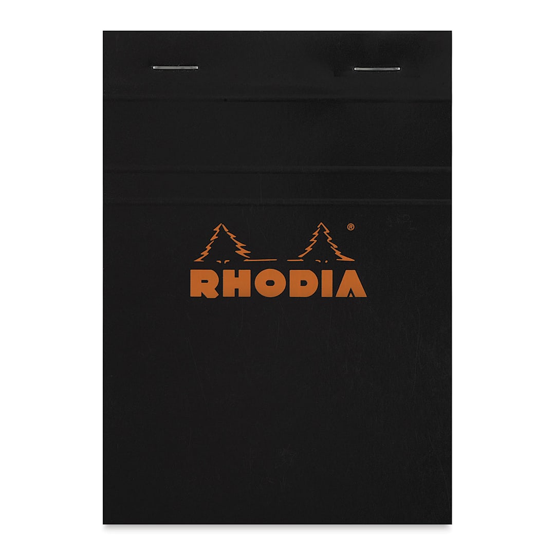 Open in modal - Rhodia Top-Stapled Notepad - Black, Graph, 4" x 6"