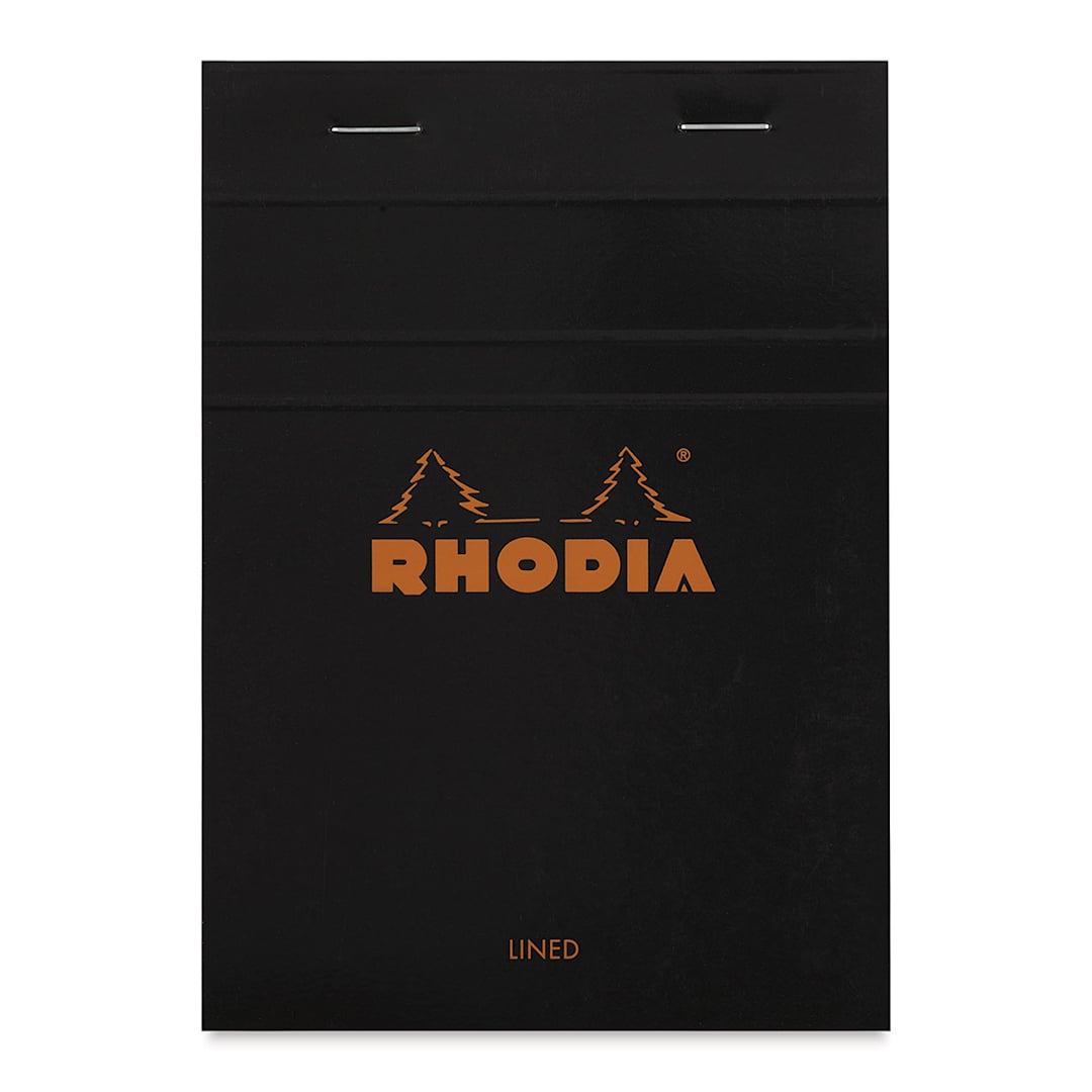 Open in modal - Rhodia Top-Stapled Notepad - Black, Ruled, 4" x 6"