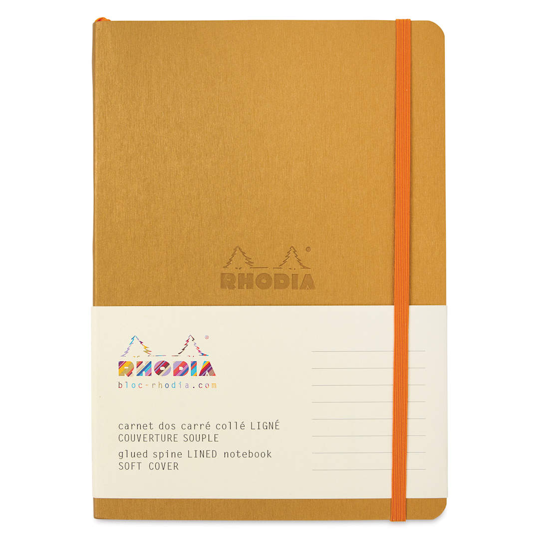 Open in modal - Rhodiarama Soft Cover Notebook - Lined, Gold, 5-3/10" x 8-7/10"