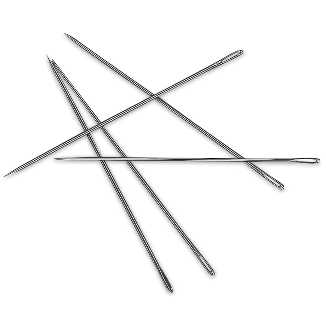 Open in modal - Lineco Binder's Needles - Top view of 5 loose Binder's Needles