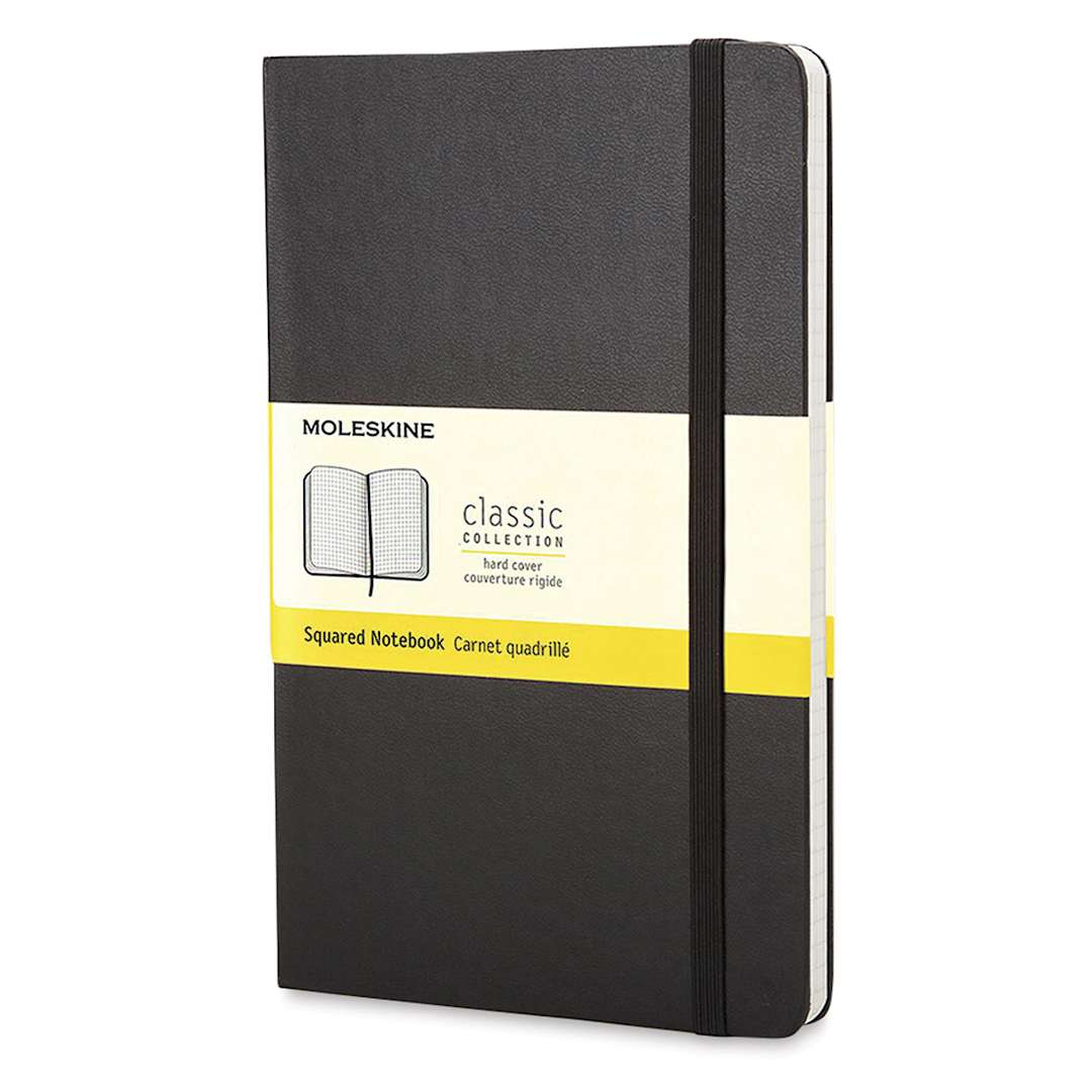 Open in modal - Moleskine Classic Hardcover Notebook - Black, Gridded, 8-1/4'' x 5''