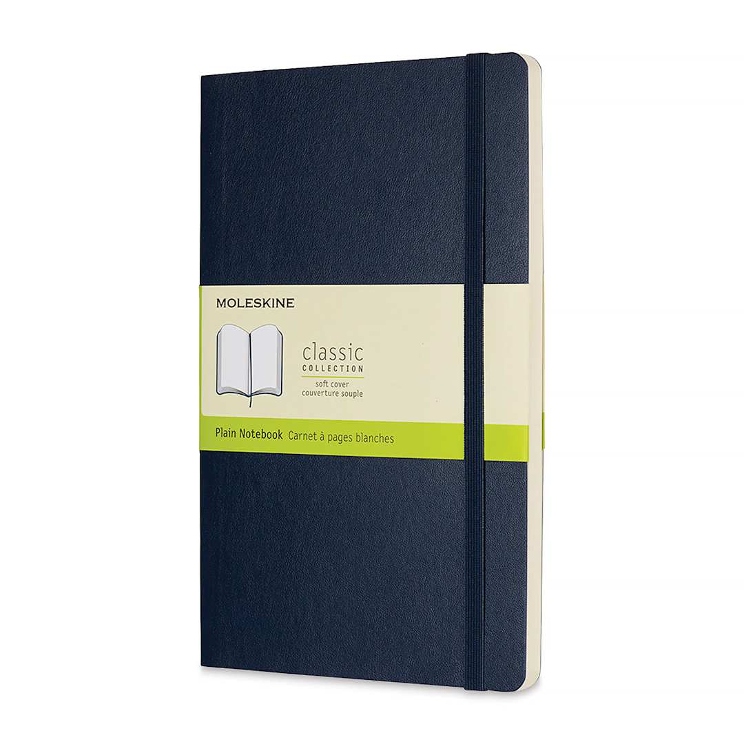 Open in modal - Moleskine Classic Soft Cover Notebook - Sapphire Blue, Blank, 8-1/4" x 5"
