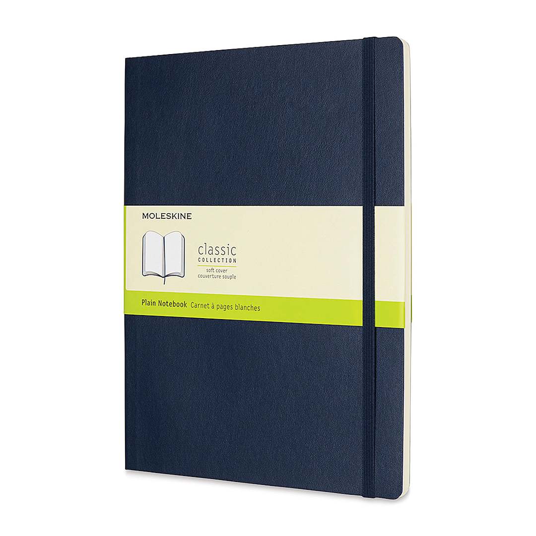 Open in modal - Moleskine Classic Soft Cover Notebook - Sapphire Blue, Blank, 9-3/4" x 7-1/2"