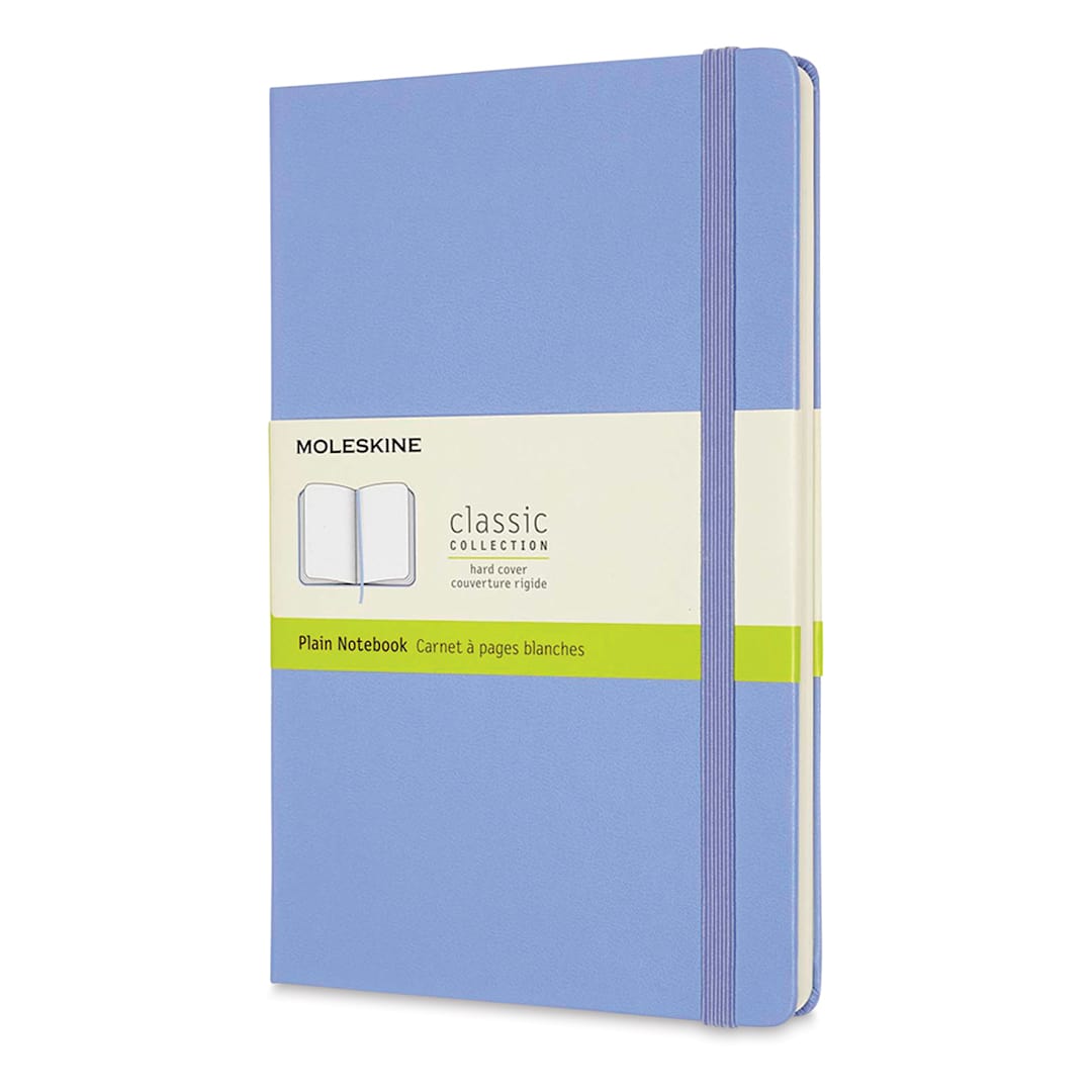 Open in modal - Moleskine Classic Hardcover Notebook - Angled view of Hydrangea Notebook, closed