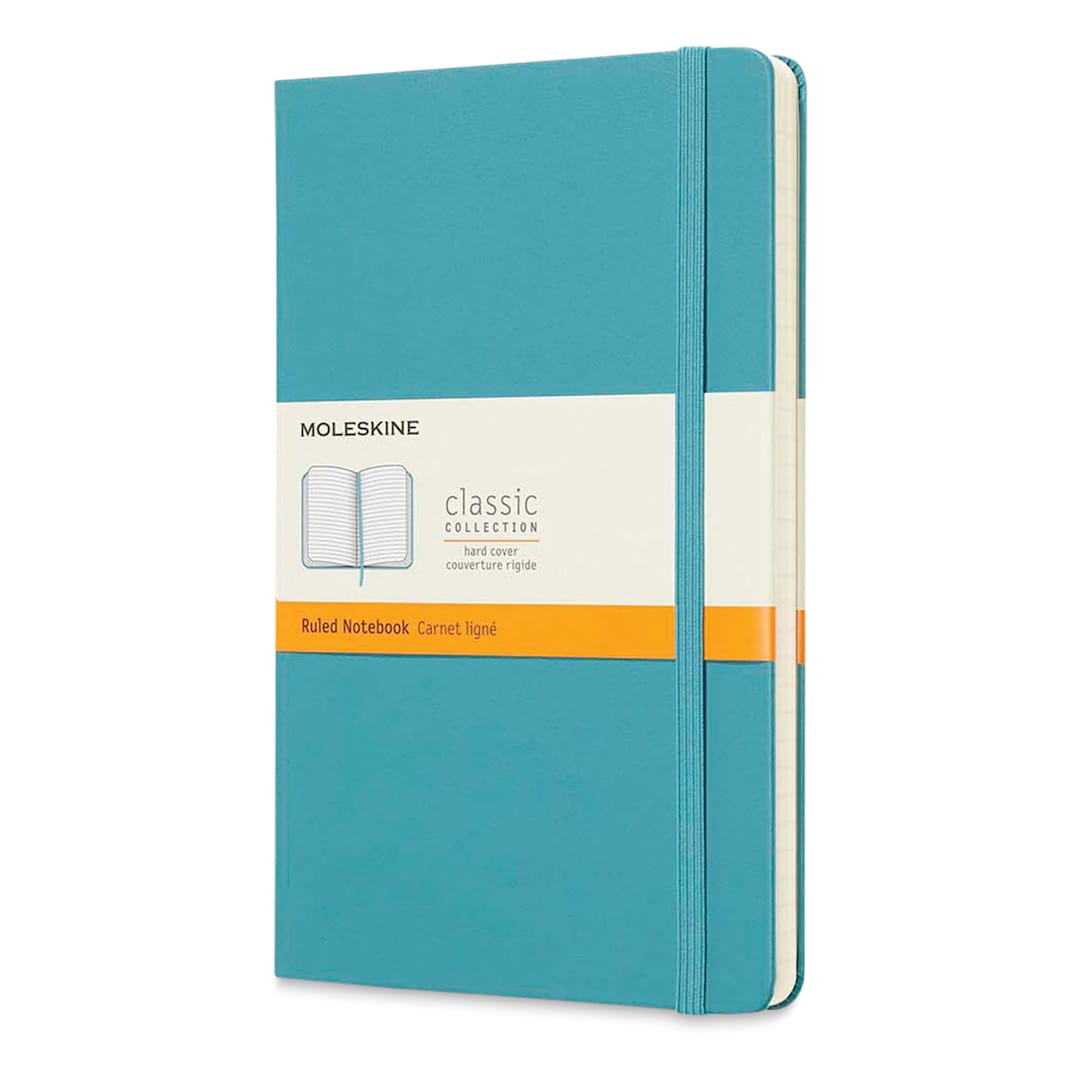 Open in modal - Moleskine Classic Hardcover Notebook - Reef Blue, Ruled, 8-1/4" x 5"