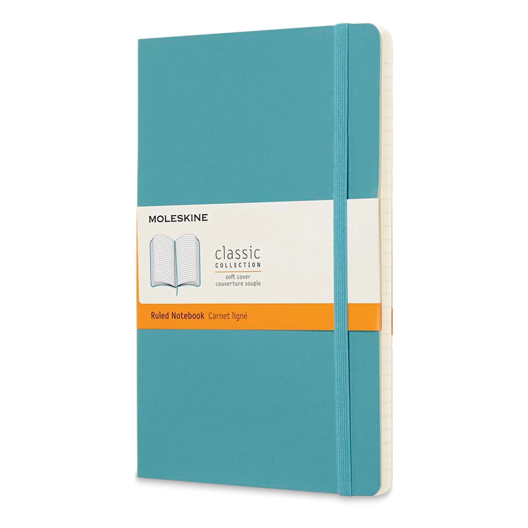 Open in modal - Moleskine Classic Soft Cover Notebook - Reef Blue, Ruled, 8-1/4" x 5"