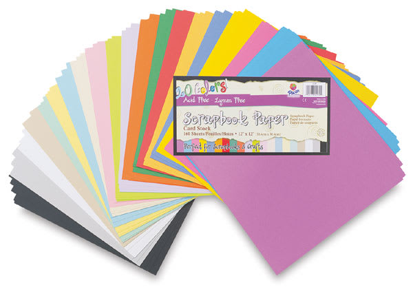 Open in modal - Pacon Scrapbook Paper - Assorted color sheets in fan with label