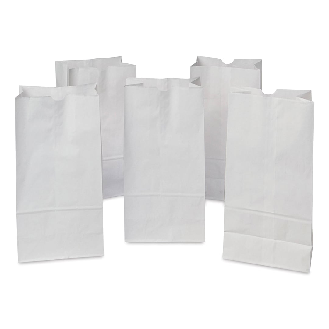 Open in modal - Creativity Street Kraft Bags - White - five bags upright