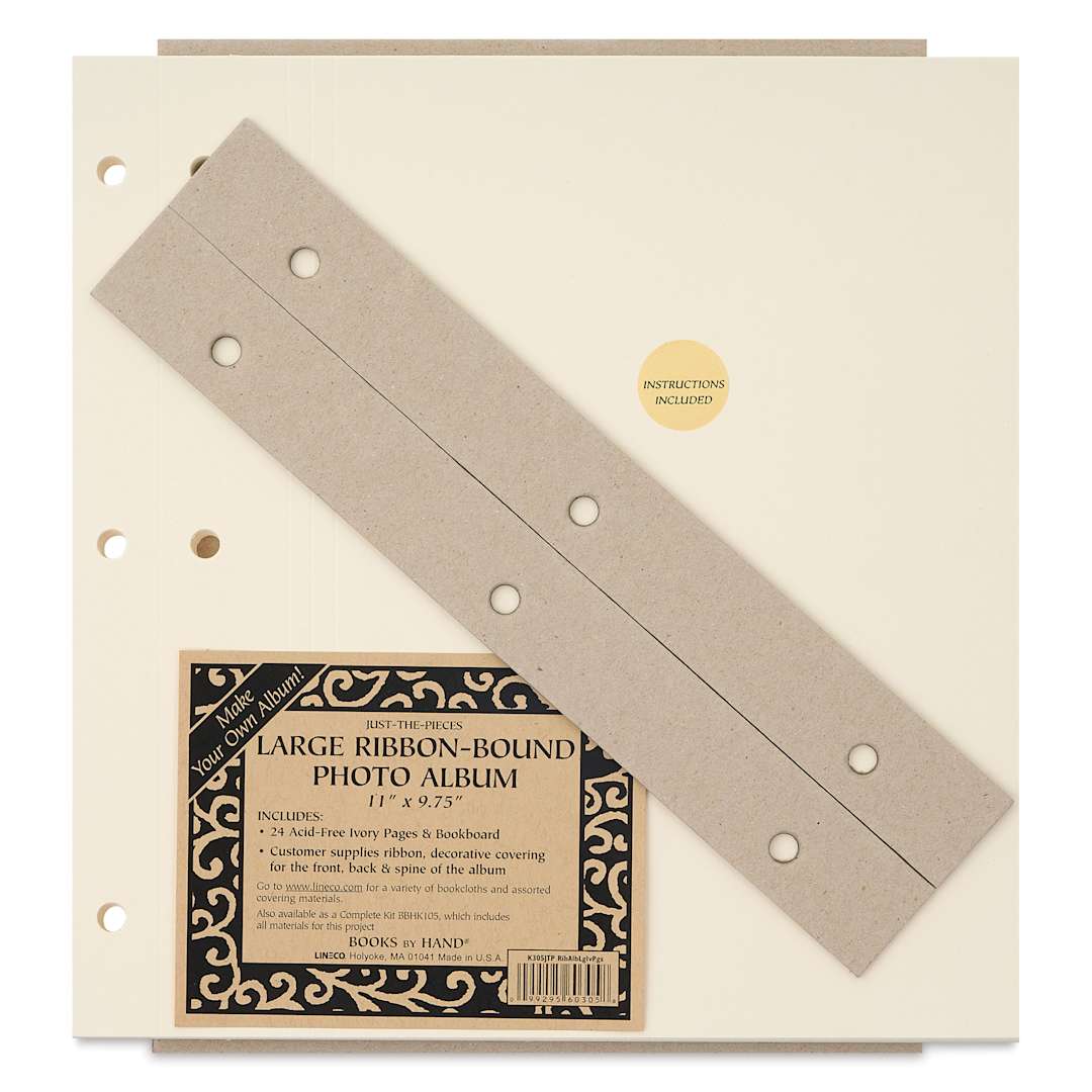 Open in modal - Books By Hand Just-the-Pieces Ribbon Bound Photo Album - Large front of packaging