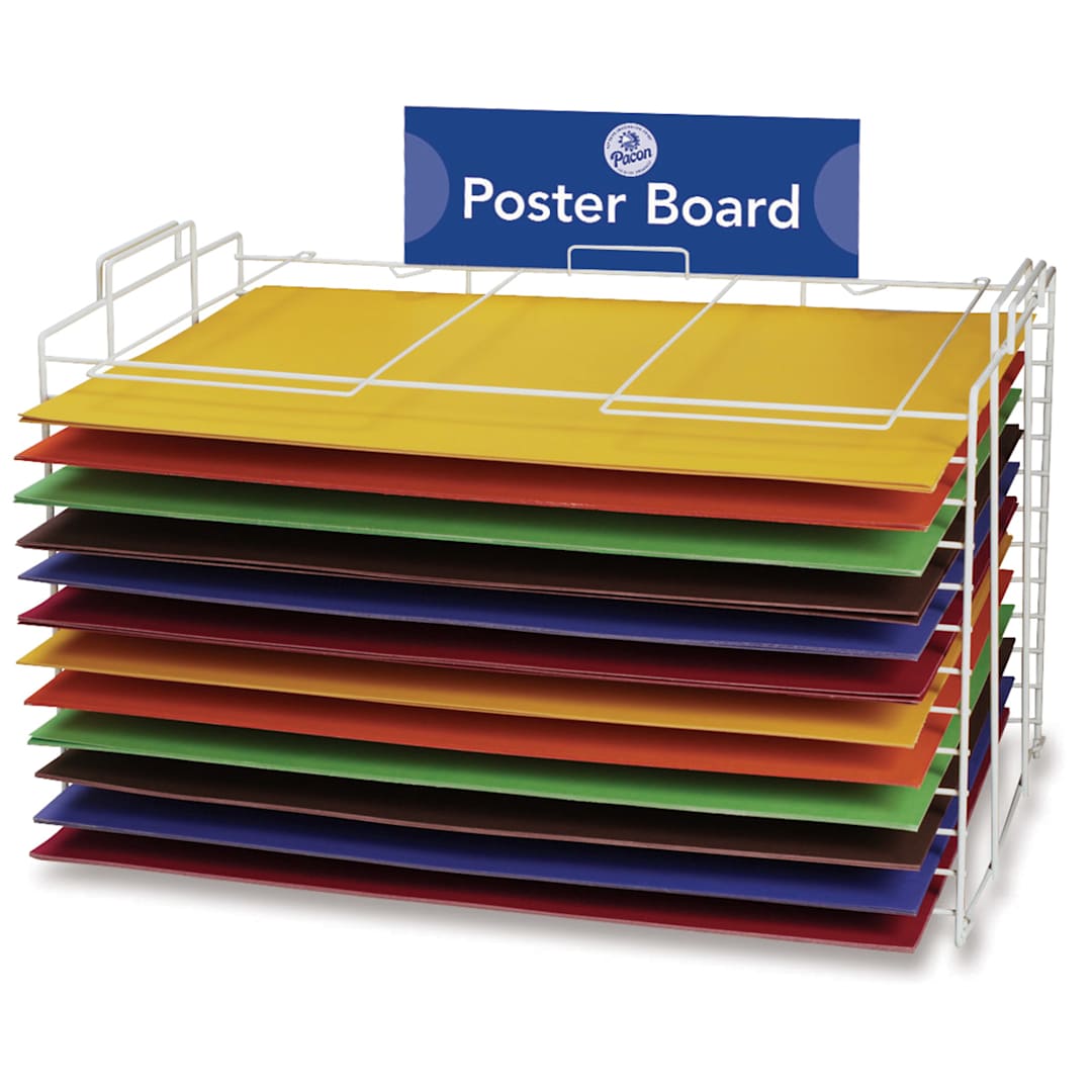 Open in modal - Pacon Vertical/Horizontal Board Rack - shown horizontally loaded with colored paper, not included