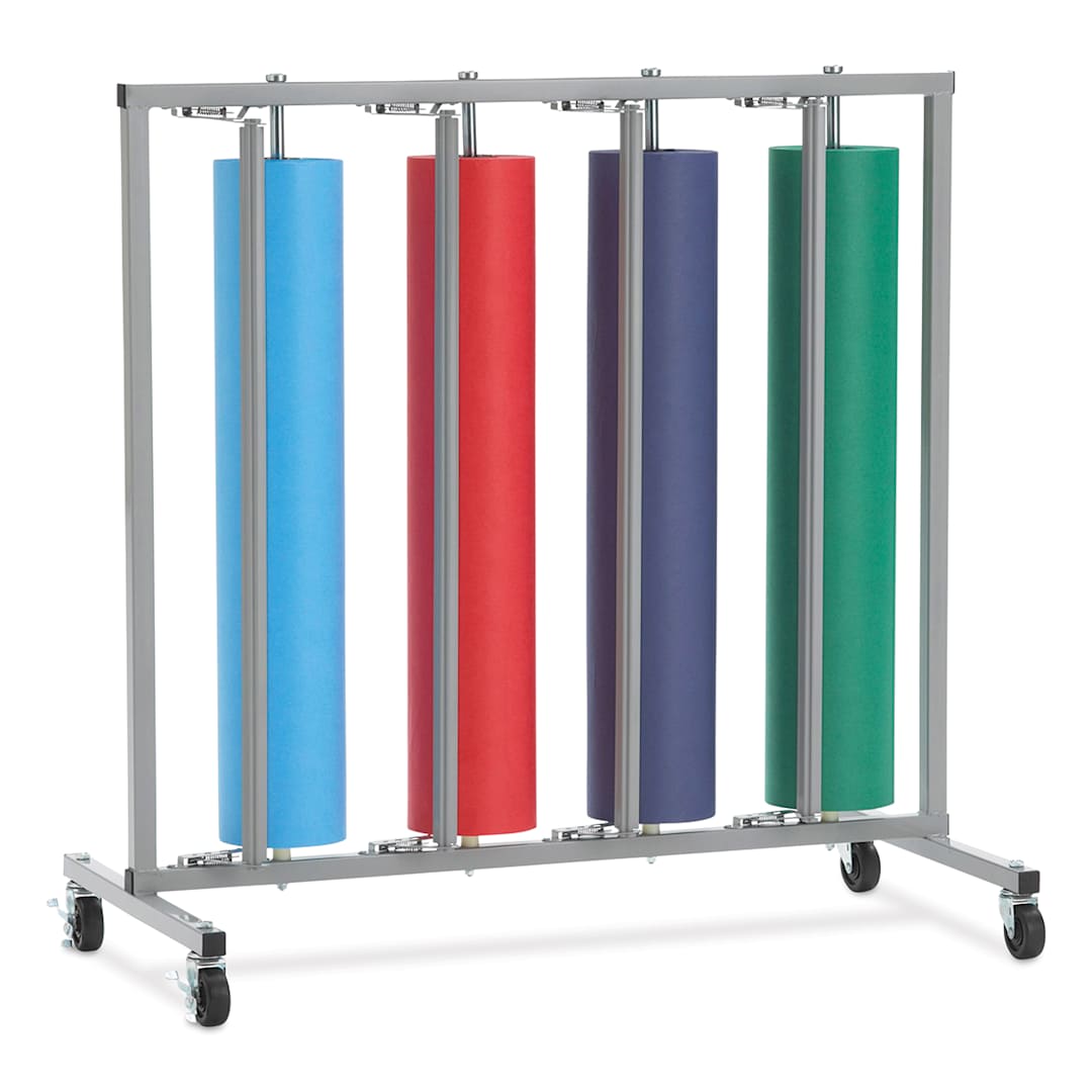 Open in modal - Paper Roll Rack - 36", Vertical With Casters, 4 Rolls