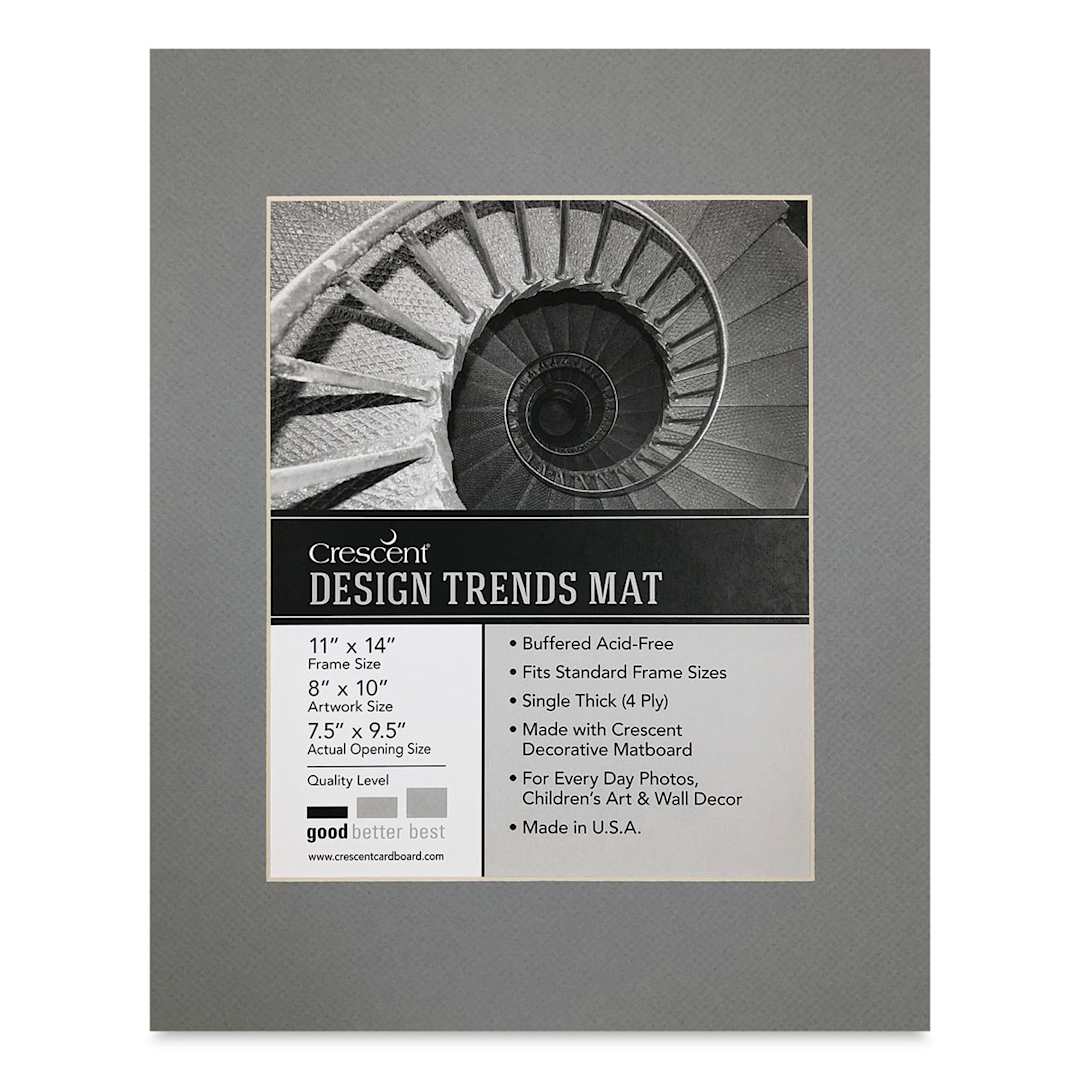 Open in modal - Crescent Pre-Cut Mat - Bar Harbor Gray, 11" x 14" (7-1/2" x 9-1/2" Opening)