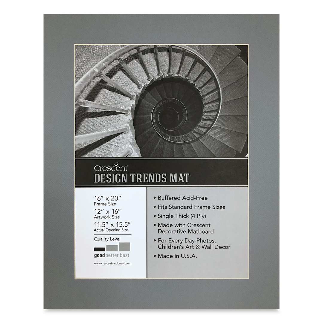 Open in modal - Crescent Pre-Cut Mat - Bar Harbor Gray, 16" x 20" (11-1/2" x 15-1/2" Opening)