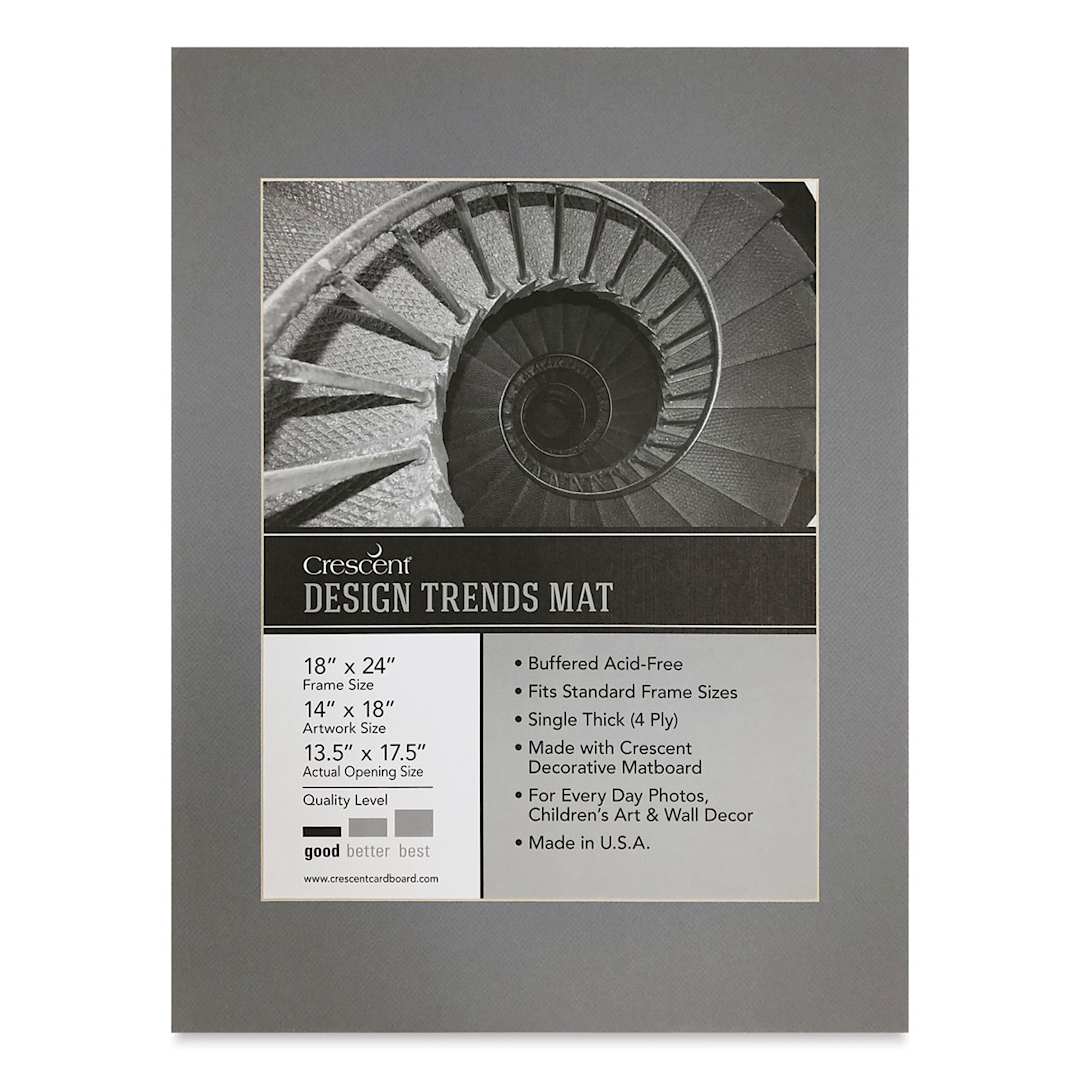 Open in modal - Crescent Pre-Cut Mat - Bar Harbor Gray, 18" x 24" (13-1/2" x 17-1/2" Opening)