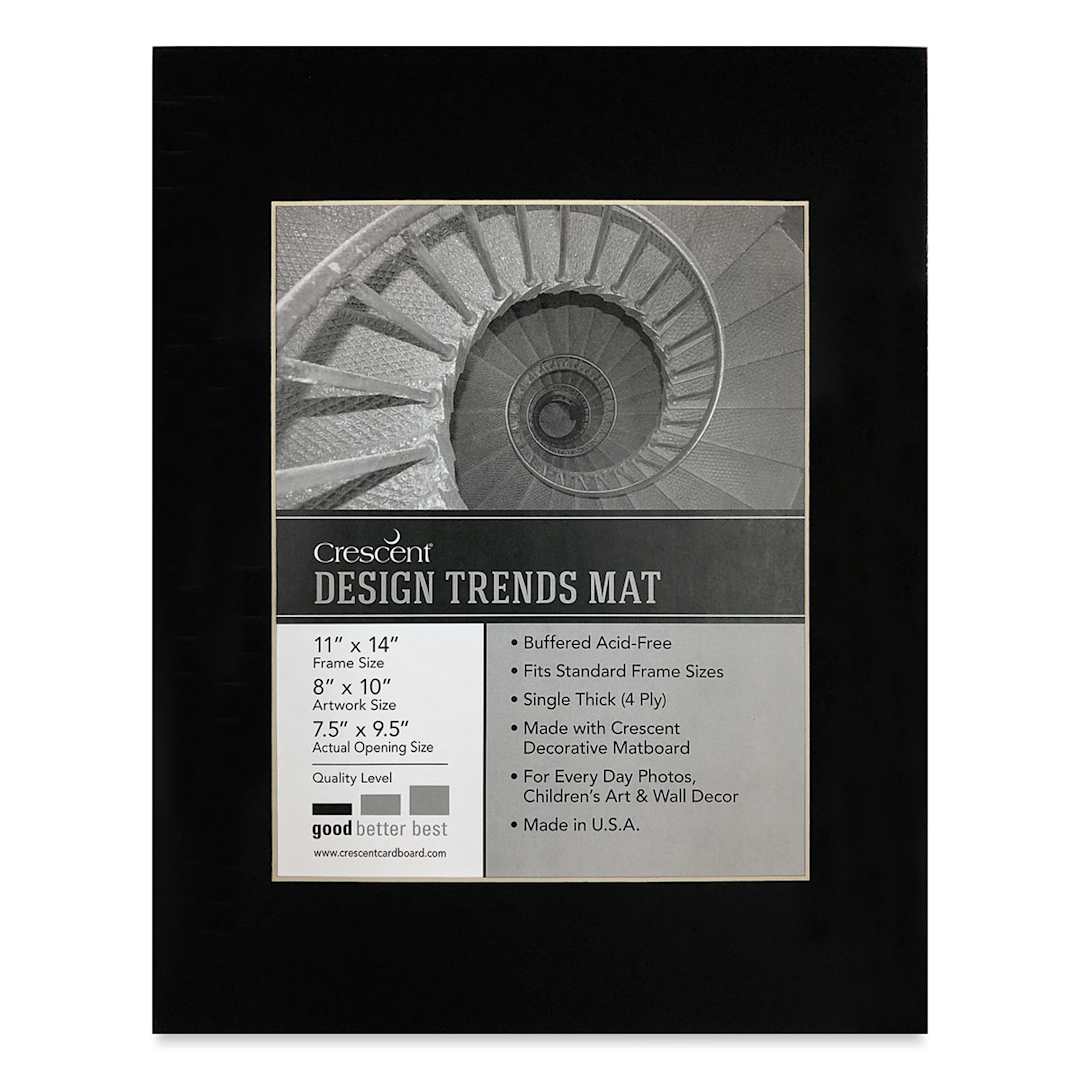 Open in modal - Crescent Pre-Cut Mat - Raven Black, 11" x 14" (7-1/2" x 9-1/2" Opening)