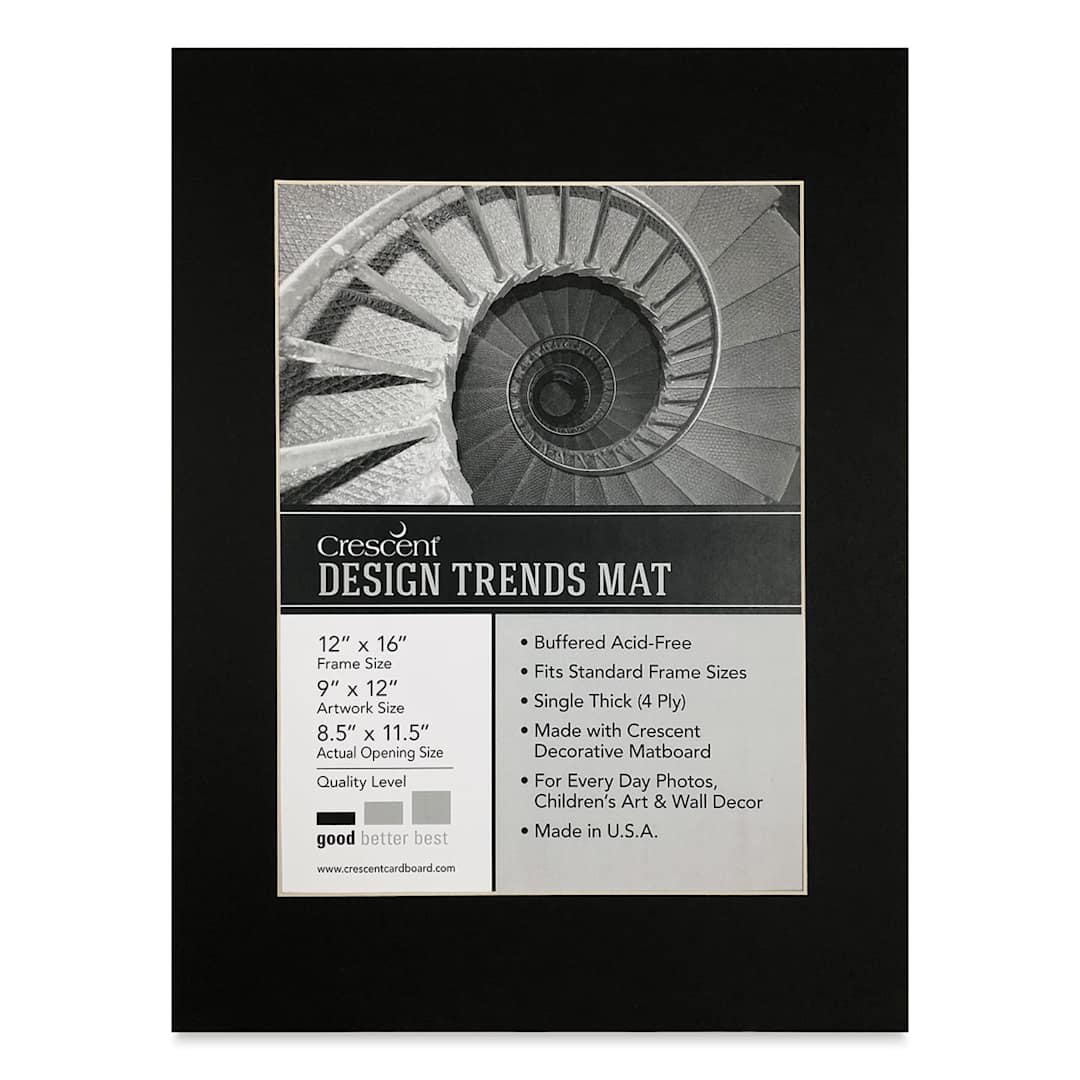 Open in modal - Crescent Pre-Cut Mat - Raven Black, 12" x 16" (8-1/2" x 11-1/2" Opening)