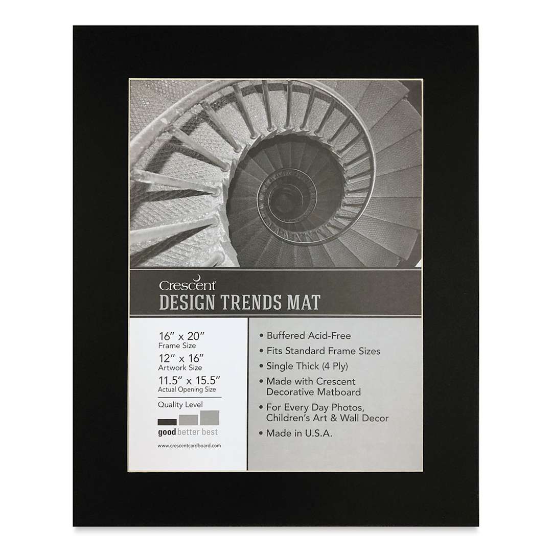 Open in modal - Crescent Pre-Cut Mat - Raven Black, 16" x 20" (11-1/2" x 15-1/2" Opening)