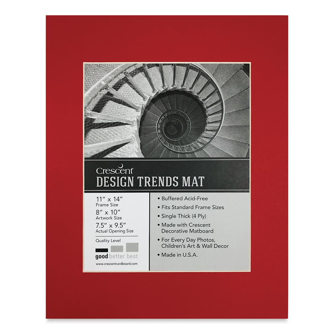 Open in modal - Crescent Pre-Cut Mat - Chinese Red, 11" x 14" (7-1/2" x 9-1/2" Opening)
