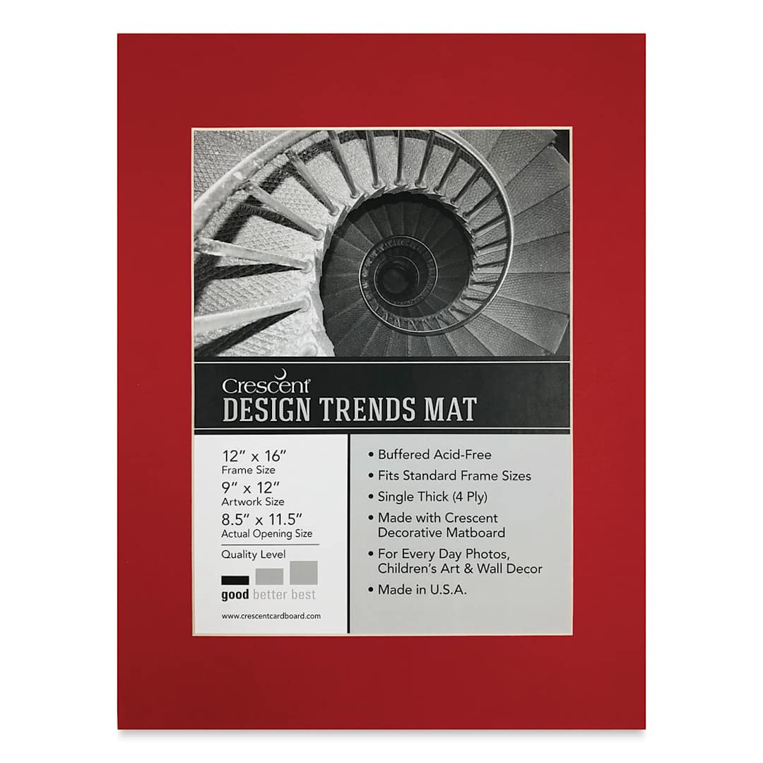 Open in modal - Crescent Pre-Cut Mat - Chinese Red, 12" x 16" (8-1/2" x 11-1/2" Opening)