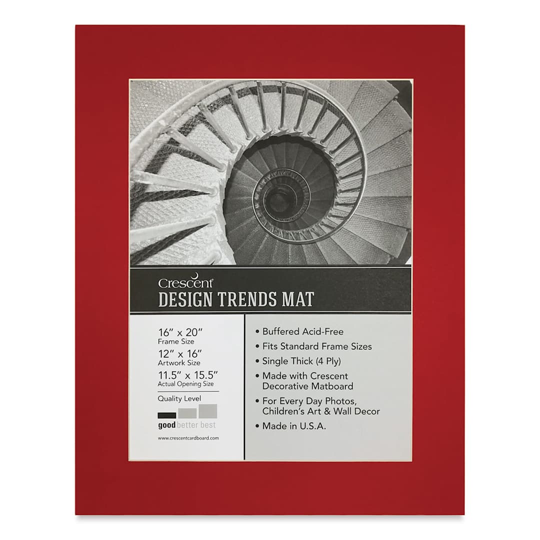 Open in modal - Crescent Pre-Cut Mat - Chinese Red, 16" x 20" (11-1/2" x 15-1/2" Opening)