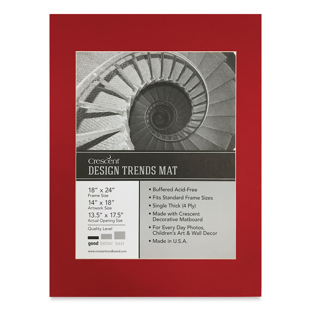 Open in modal - Crescent Pre-Cut Mat - Chinese Red, 18" x 24" (13-1/2" x 17-1/2" Opening)