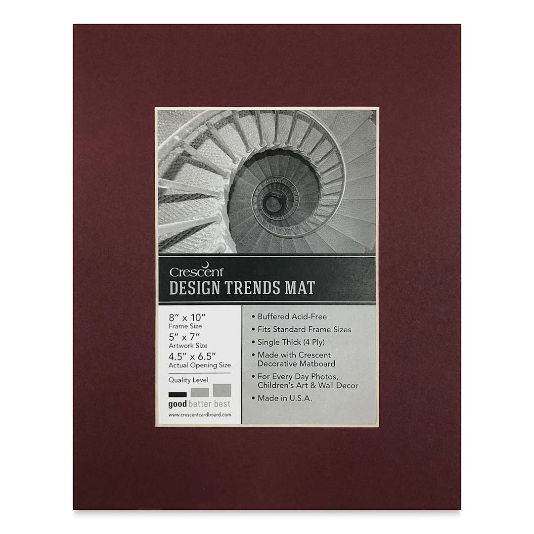 Open in modal - Crescent Pre-Cut Mat - Maroon, 8" x 10" (4-1/2" x 6-1/2" Opening)