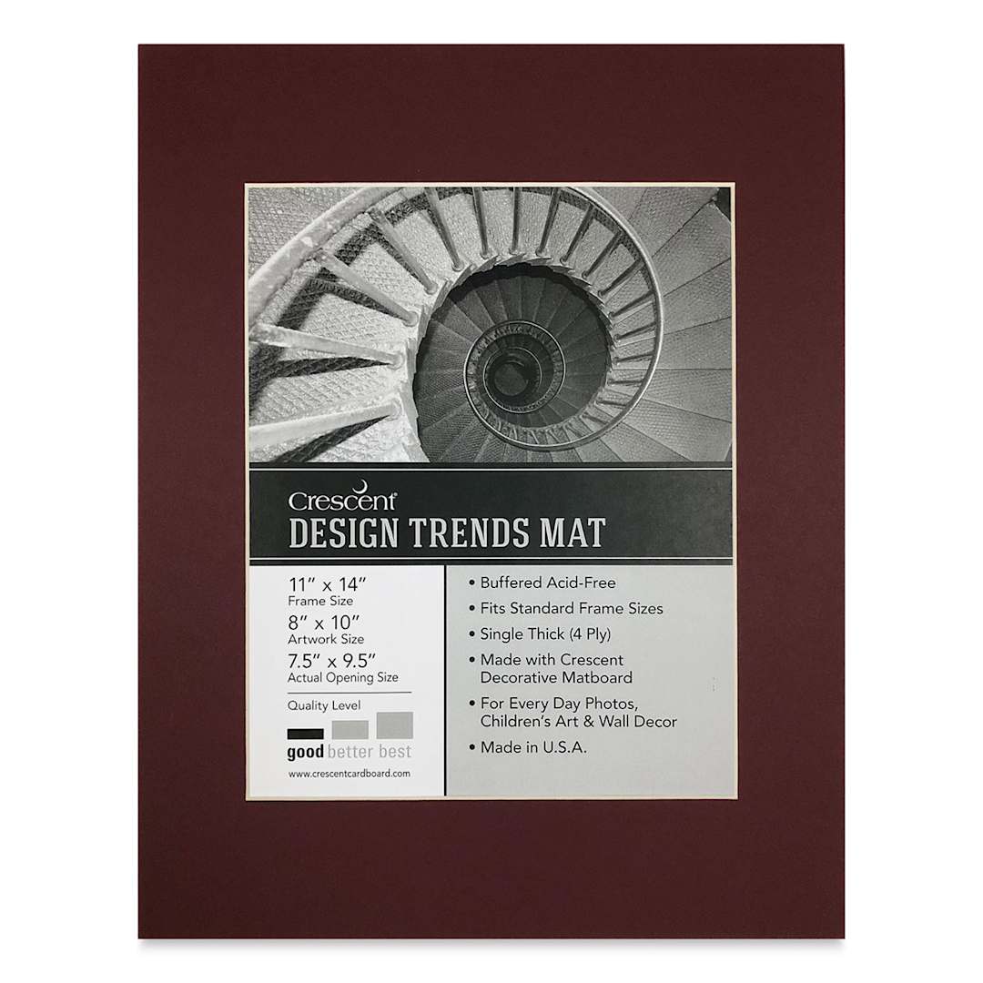 Open in modal - Crescent Pre-Cut Mat - Maroon, 11" x 14" (7-1/2" x 9-1/2" Opening)