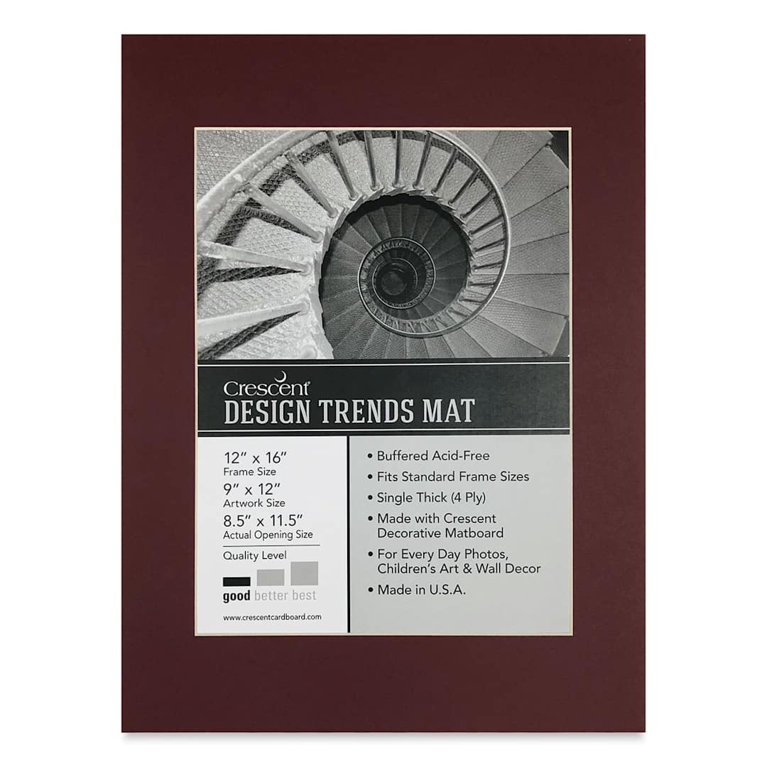 Open in modal - Crescent Pre-Cut Mat - Maroon, 12" x 16" (8-1/2" x 11-1/2" Opening)