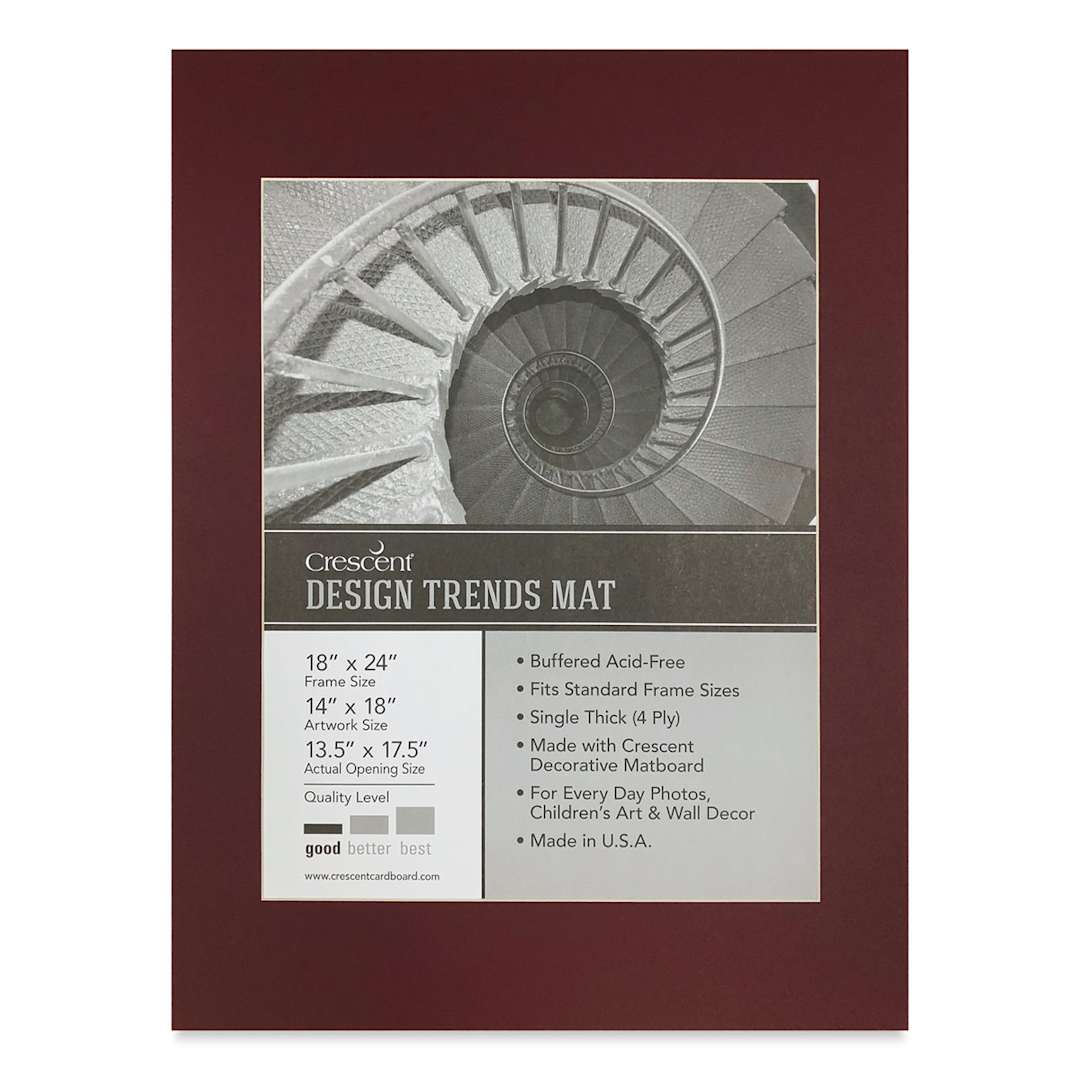Open in modal - Crescent Pre-Cut Mat - Maroon, 18" x 24" (13-1/2" x 17-1/2" Opening)