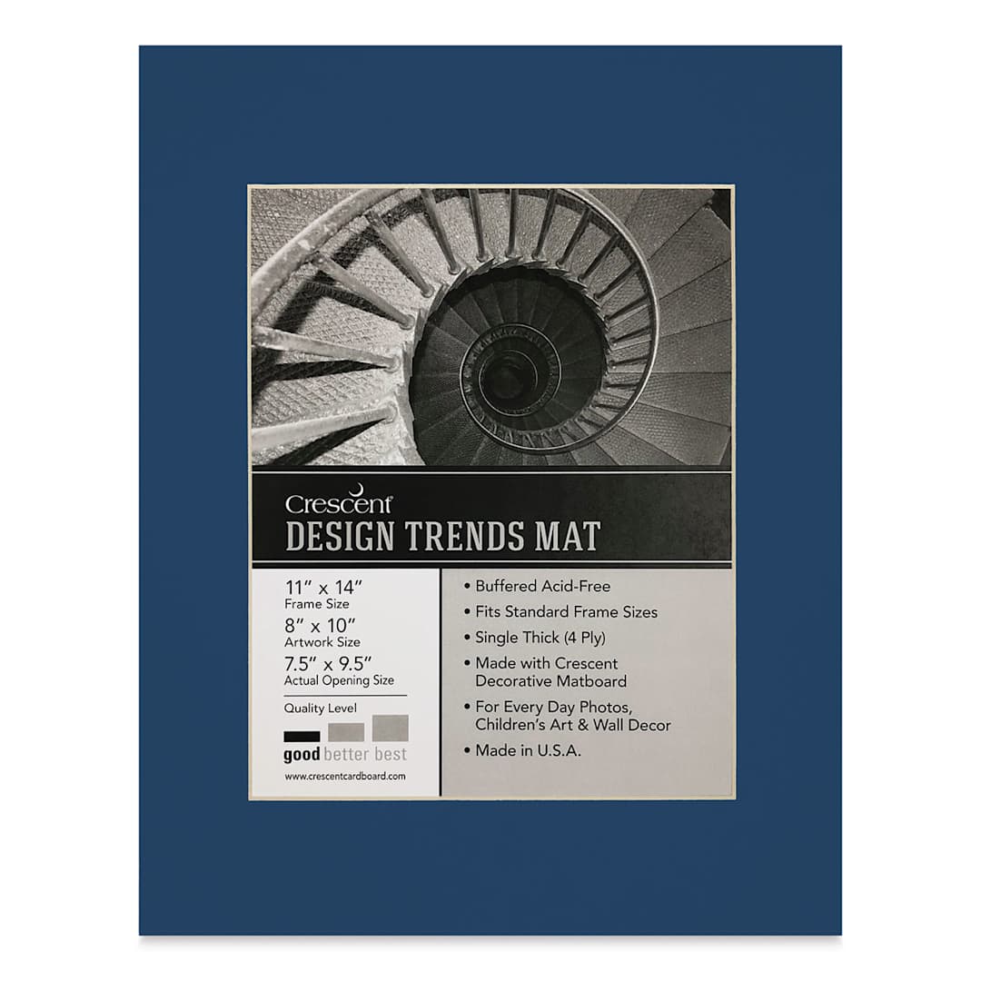 Open in modal - Crescent Pre-Cut Mat - Bottle Blue, 11" x 14" (7-1/2" x 9-1/2" Opening)