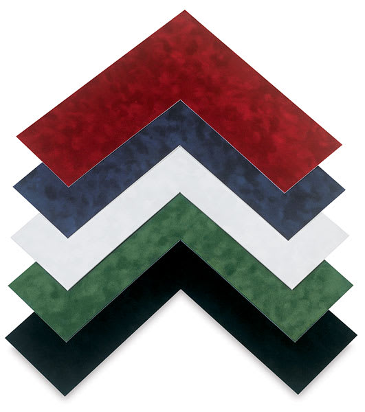 Open in modal - Crescent Moorman Fabric Matboard - Corners of five colors of Matboard stacked