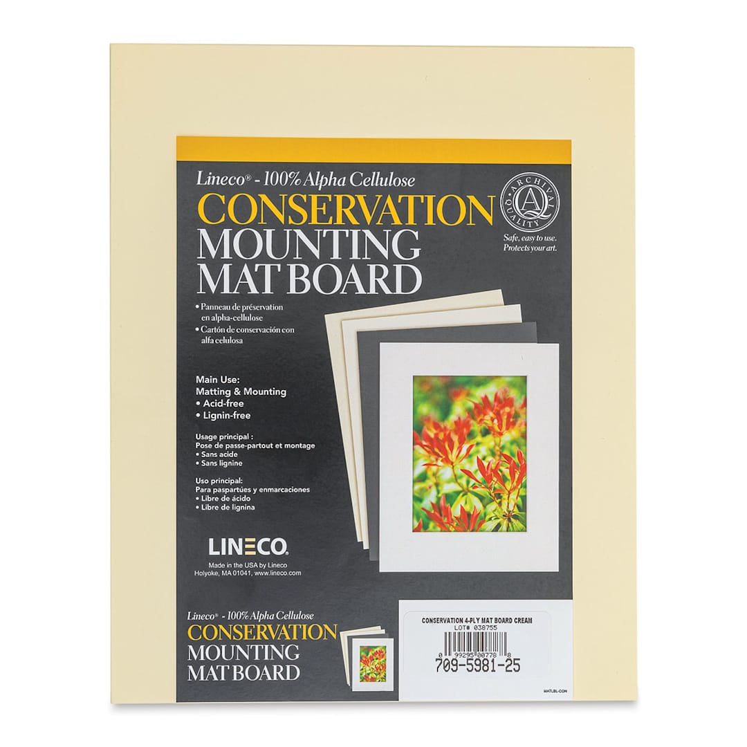 Open in modal - Lineco Conservation Matboard - Cream, 4 ply, Pkg of 25, 8" x 10"